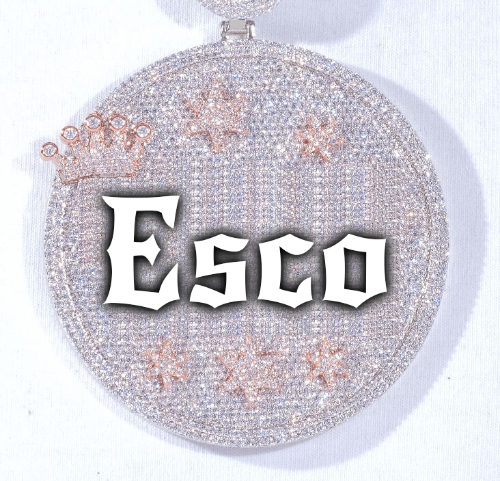 CUSTOM LETTER NECKLACE 3D BIG CROWN DISC