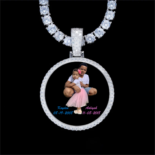 925S & VVS Moissanite 3D Circle Custom Picture Pendant