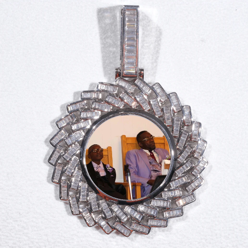 Large 3D Baguette Custom Picture Pendant