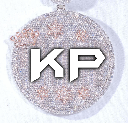 CUSTOM LETTER NECKLACE 3D BIG CROWN DISC