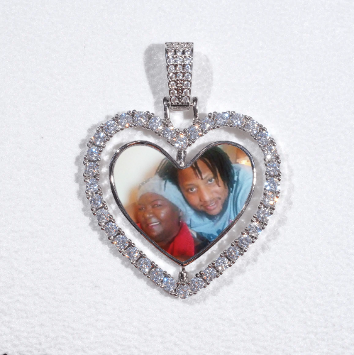 3D Spinning 2-Faced Heart Custom Picture Pendant