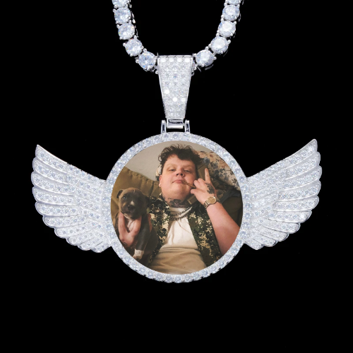 925S & VVS Moissanite 3D Wing Custom Picture Pendant