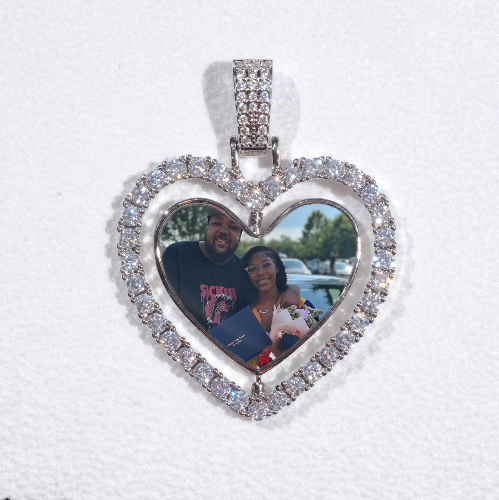 3D Spinning 2-Faced Heart Custom Picture Pendant