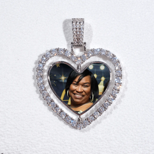 3D Spinning 2-Faced Heart Custom Picture Pendant