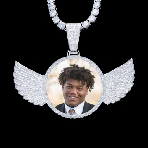 925S & VVS Moissanite 3D Wing Custom Picture Pendant