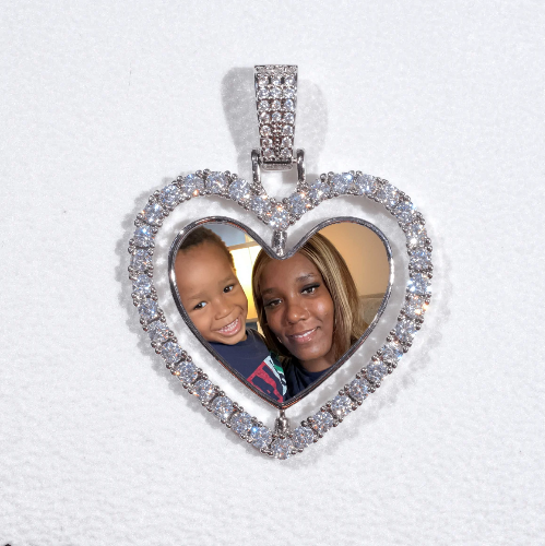 3D Spinning 2-Faced Heart Custom Picture Pendant