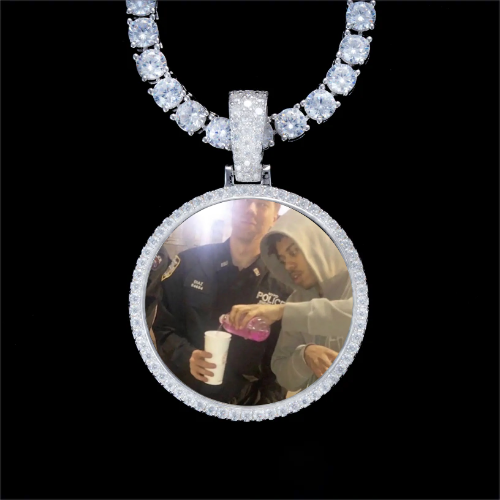 925S & VVS Moissanite 3D Circle Custom Picture Pendant