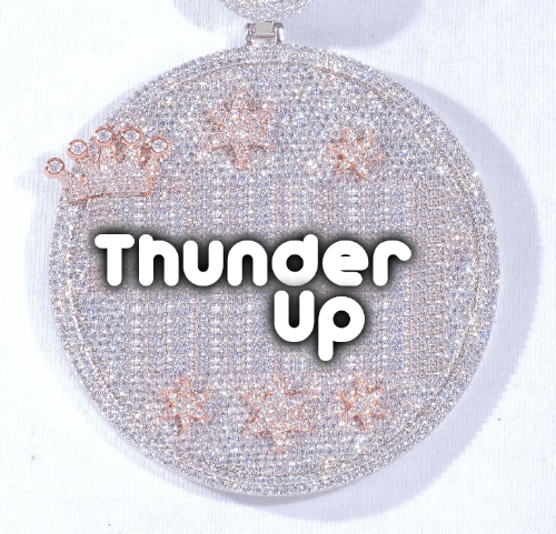 CUSTOM LETTER NECKLACE 3D BIG CROWN DISC