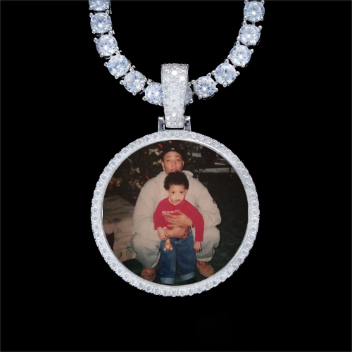 925S & VVS Moissanite 3D Circle Custom Picture Pendant