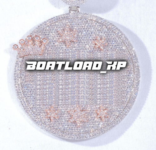 CUSTOM LETTER NECKLACE 3D BIG CROWN DISC