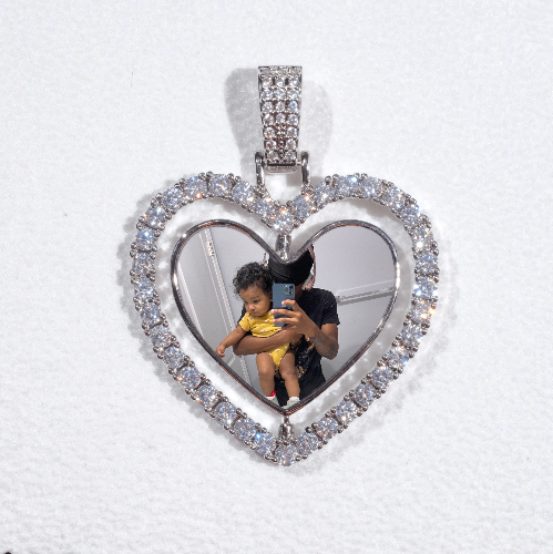 3D Spinning 2-Faced Heart Custom Picture Pendant