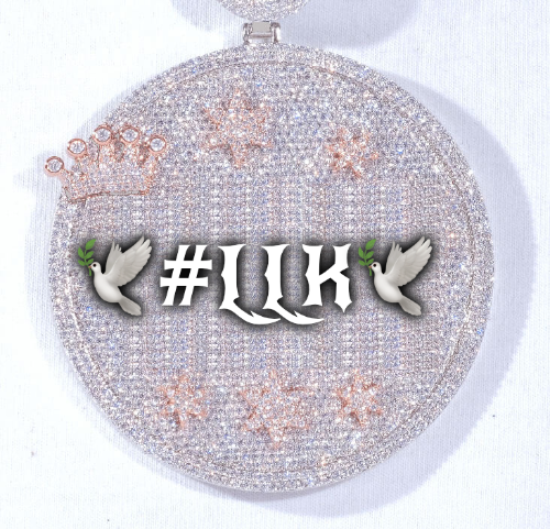 CUSTOM LETTER NECKLACE 3D BIG CROWN DISC