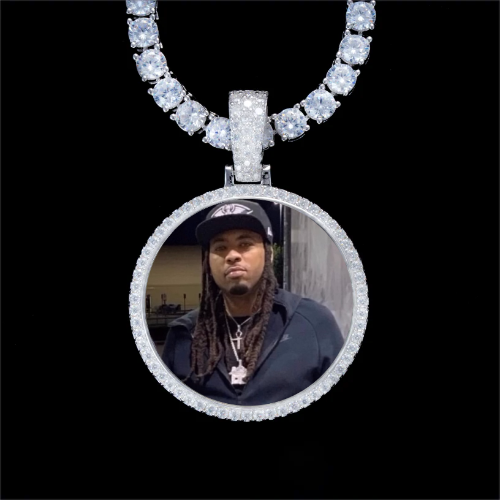 925S & VVS Moissanite 3D Circle Custom Picture Pendant