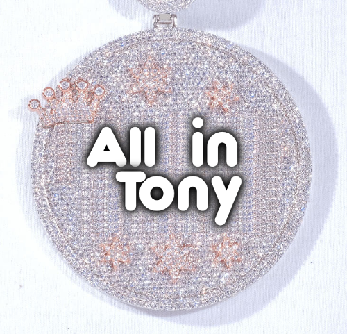 CUSTOM LETTER NECKLACE 3D BIG CROWN DISC