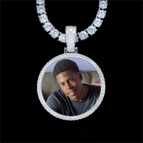 925S & VVS Moissanite 3D Circle Custom Picture Pendant