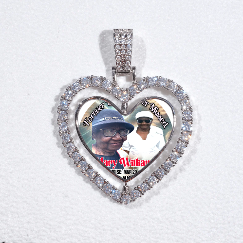 3D Spinning 2-Faced Heart Custom Picture Pendant
