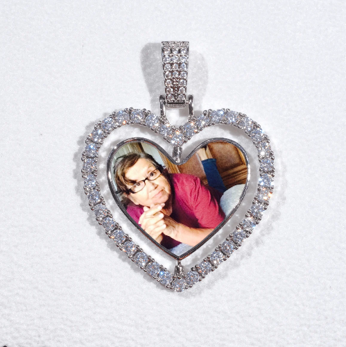 3D Spinning 2-Faced Heart Custom Picture Pendant