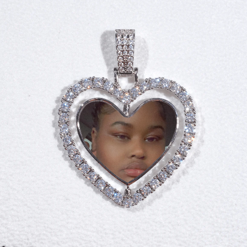 3D Spinning 2-Faced Heart Custom Picture Pendant
