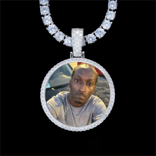 925S & VVS Moissanite 3D Circle Custom Picture Pendant