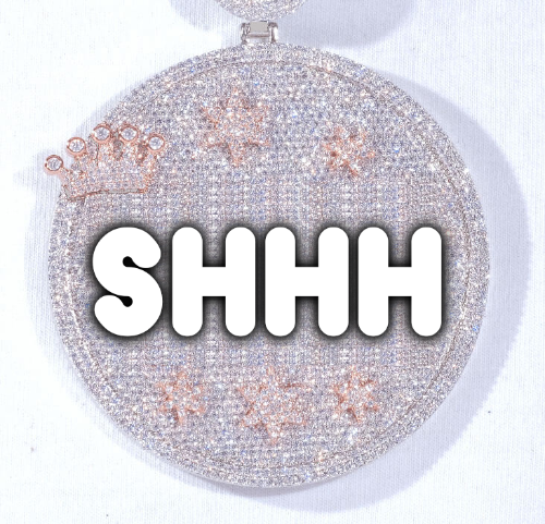 CUSTOM LETTER NECKLACE 3D BIG CROWN DISC