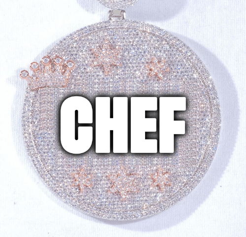 CUSTOM LETTER NECKLACE 3D BIG CROWN DISC