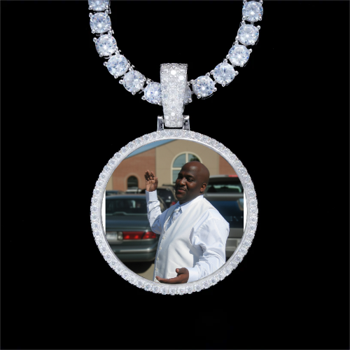 925S & VVS Moissanite 3D Circle Custom Picture Pendant