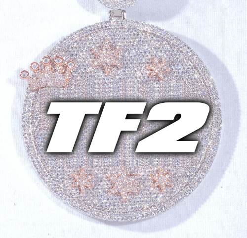 CUSTOM LETTER NECKLACE 3D BIG CROWN DISC