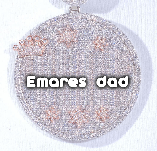 CUSTOM LETTER NECKLACE 3D BIG CROWN DISC