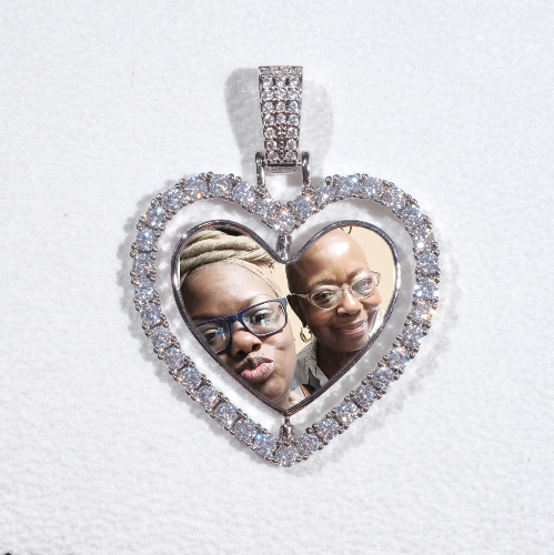 3D Spinning 2-Faced Heart Custom Picture Pendant