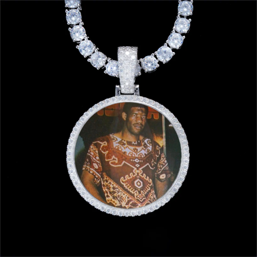 925S & VVS Moissanite 3D Circle Custom Picture Pendant