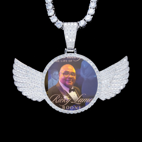 925S & VVS Moissanite 3D Wing Custom Picture Pendant