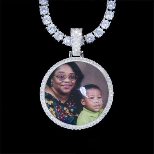 925S & VVS Moissanite 3D Circle Custom Picture Pendant