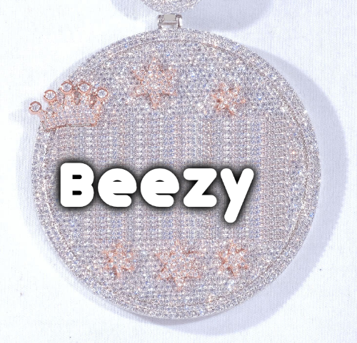 CUSTOM LETTER NECKLACE 3D BIG CROWN DISC