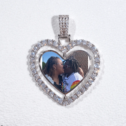 3D Spinning 2-Faced Heart Custom Picture Pendant