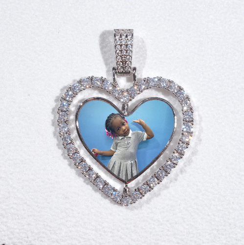 3D Spinning 2-Faced Heart Custom Picture Pendant