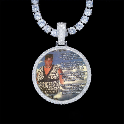 925S & VVS Moissanite 3D Circle Custom Picture Pendant