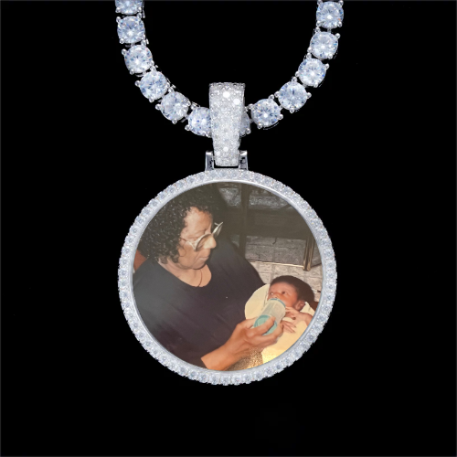 925S & VVS Moissanite 3D Circle Custom Picture Pendant