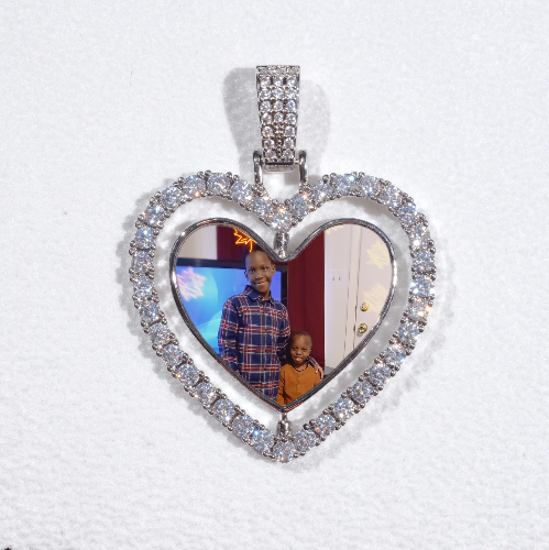3D Spinning 2-Faced Heart Custom Picture Pendant