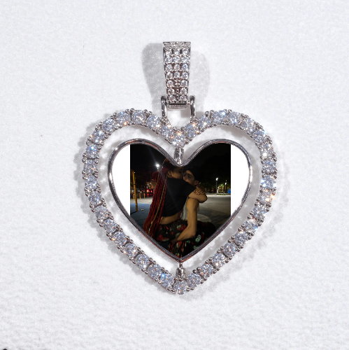 3D Spinning 2-Faced Heart Custom Picture Pendant