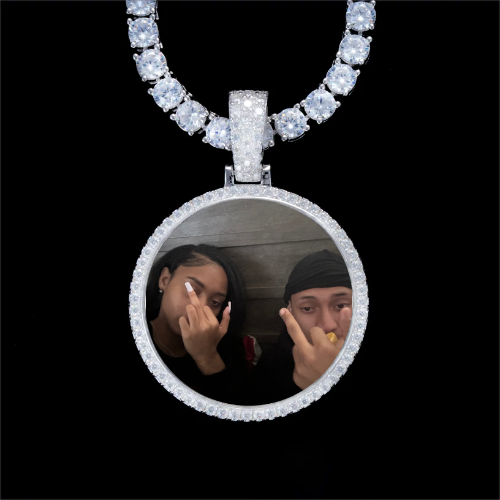 925S & VVS Moissanite 3D Circle Custom Picture Pendant