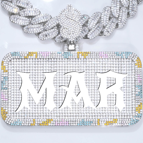 CUSTOM LETTER NECKLACE 3D COLORFUL SQUARE