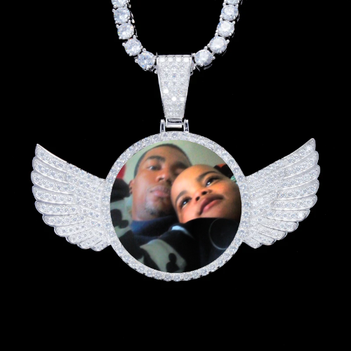 925S & VVS Moissanite 3D Wing Custom Picture Pendant