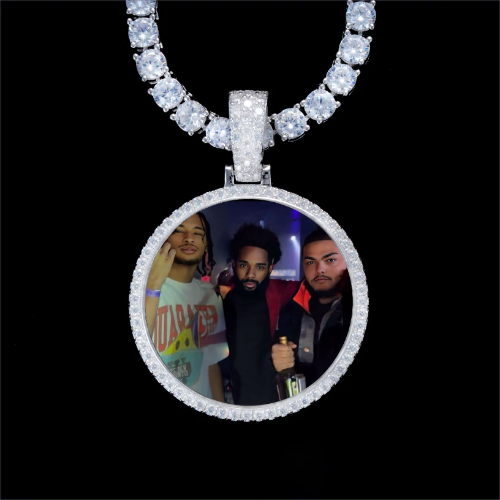 925S & VVS Moissanite 3D Circle Custom Picture Pendant