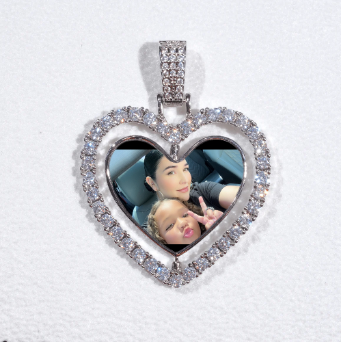 3D Spinning 2-Faced Heart Custom Picture Pendant