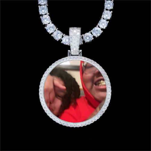 925S & VVS Moissanite 3D Circle Custom Picture Pendant