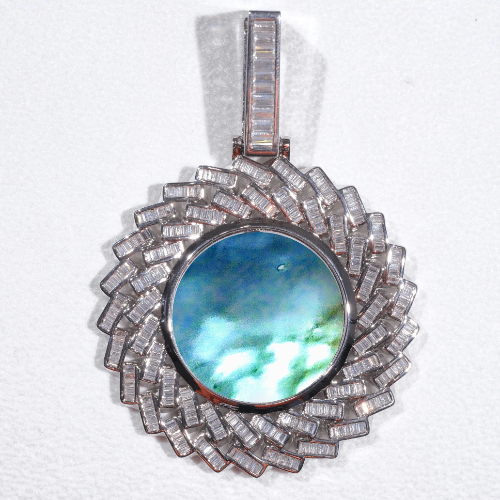 Large 3D Baguette Custom Picture Pendant