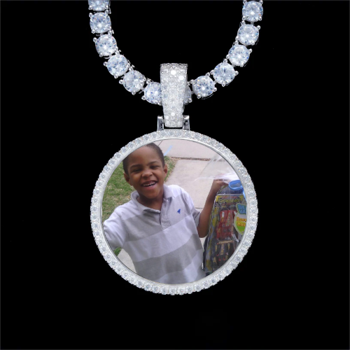 925S & VVS Moissanite 3D Circle Custom Picture Pendant