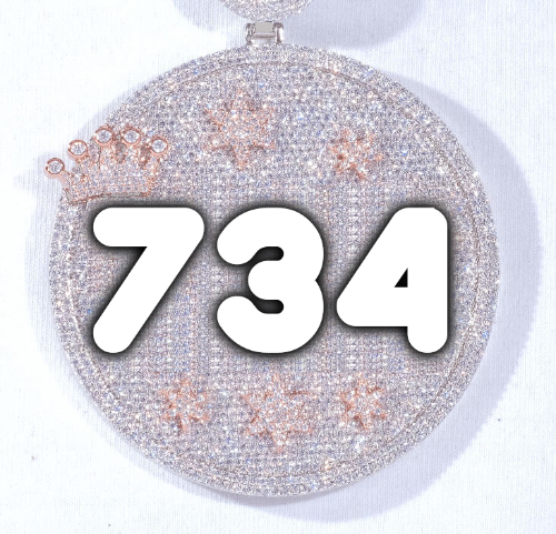 CUSTOM LETTER NECKLACE 3D BIG CROWN DISC