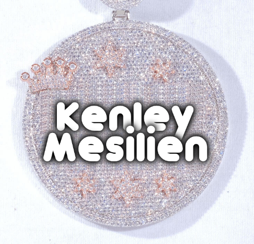 CUSTOM LETTER NECKLACE 3D BIG CROWN DISC