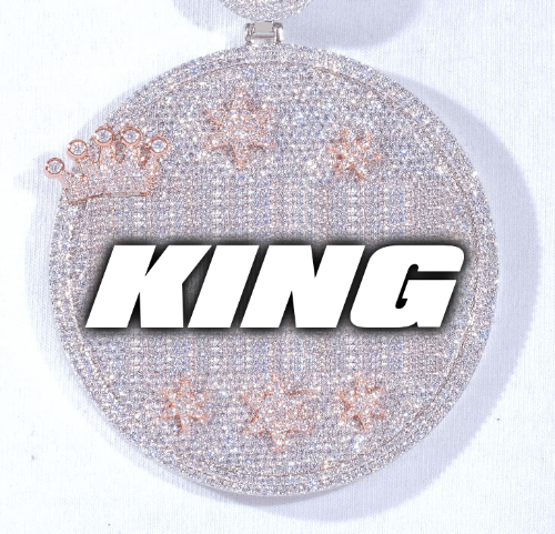 CUSTOM LETTER NECKLACE 3D BIG CROWN DISC